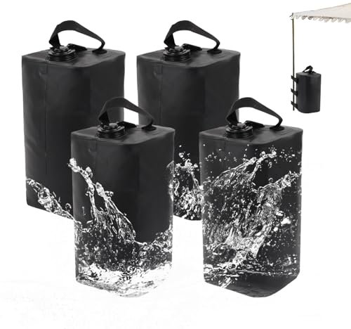 4er Set Wassergewichtstaschen, 10L Standfuß Sandsäcke Pavillonstandfüße 600D Oxford Gewichte für Pavillon Pavillon Sandsäcke für Gartenzelt/Partyzelt/Faltpavillon (Schwarz)
