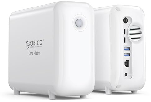 ORICO DataMatrix Disco Duro Externo 9TB, 1TB SSD para procesamiento + 8TB HDD para Copia de Seguridad, 1-GbE, USB-C/USB-A 10Gbit/s, Almacenamiento y hub Todo en uno, DM102