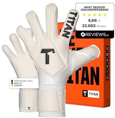 T1TAN Legend White-out målvaktshandskar för träning och fest, barn och vuxna, professionella handskar, Gecko Grip självhäftande skum 4 mm, storlek 6