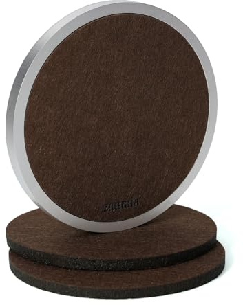 Brown Absorbent Metal Drink Coaster with Replaceable Felt Inserts, Non-Slip Aluminum Coaster, Warm Tone for Modern Interiors