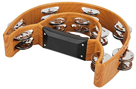 Aramox Metall-Tamburin, Zweireihige Schellen, Handschlaginstrument für Kinder und Erwachsene, Einzigartige Klangqualität und Ergonomischer Griff