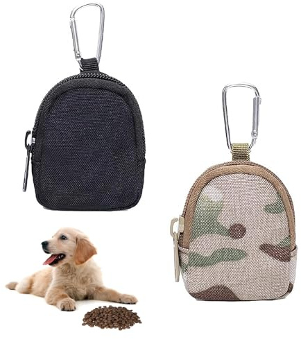 2 Stücke Leckerlibeutel für Hunde, Hundetraining Futterbeutel Hundesnackbeutel Multifunktionale Futtertasche mit Kotbeutelspender Verstellbarer Gürtel futterbeutel hund(Schwarze und Tarnfarbe)