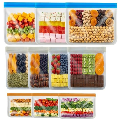 10Pcs Bolsas Congelar Reutilizables,Bolsas deAlmacenamiento Reutilizables
