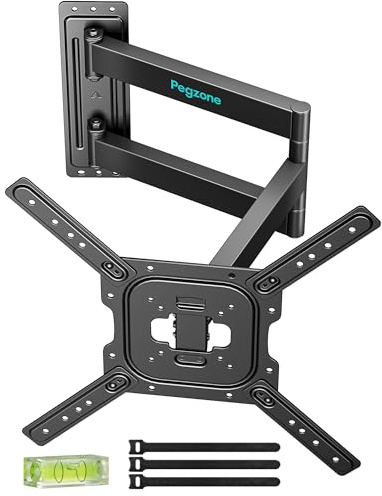 PEGZONE TV Wandhalterung Langarm 63-792mm 23-75 bis 50kg, VESA max.400x400 | Wandhalterung Fernseher für LCD, LED & OLED, schwenk- und neigbarer extra langer Arm, inkl. praktischer Kabelbinder