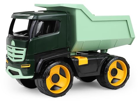 Lena – starka giga truck dump titan, tipplastbil ca 51 cm, stor byggarbetsplats, leksaksfordon för barn från 3 år, stabil tippbil, med tråg att luta, 2149, grön