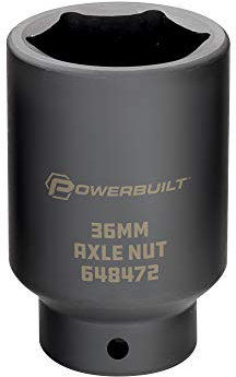 Powerbuilt 1/2-inch Drive Axle Nut Socket, 36mm 6 Point Extra Deep, Remove Front Wheel Drive Axle Shaft Nuts, Pin Hole - 648472, Black