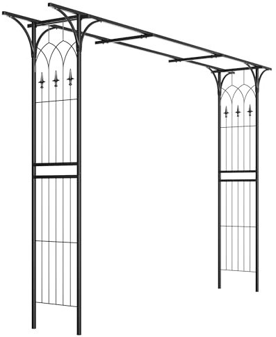 ALEOS. Eleganter XXL Rosenbogen Rankhilfe Pergola aus Metall schwarz Modell 5040