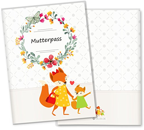 OLGS Mutterpasshülle 3-teilig Mommy Love Butterfly | Baby Schwangerschaft Geschenkidee Schutzhülle für den Mutterpass | Für werdende Mütter (Mutterpass ohne Personalisierung, Fuchs)