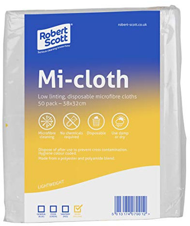 Robert Scott Mi-cloth Microfibre Pack of 50 Cloths Colour Coded 103216-Yellow