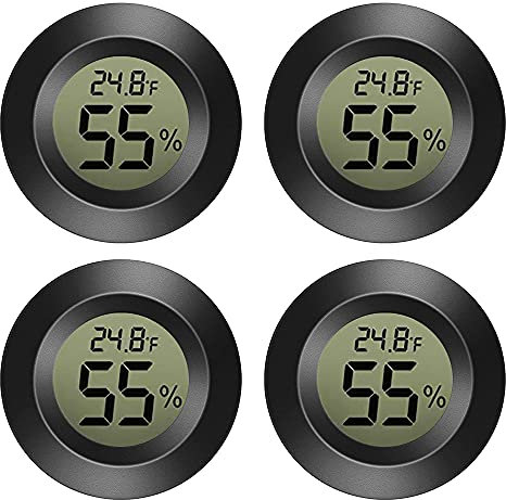Lot de 4 mini thermomètres numériques de température, humidité, thermomètre, hygromètre numérique, intérieur de température et d'humidité, noir