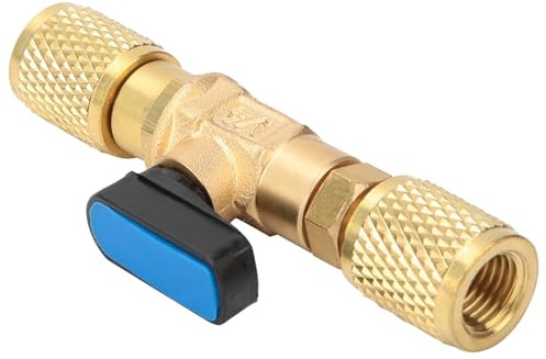 Refrigerant Ball Valve Brass Air Conditioning Refrigerant Shut-Off Valve Connecting to Hose Refrigeration Tools Refrigerant Ball Valve Adapter Refrigerant Ball Valve Connector G1/4''