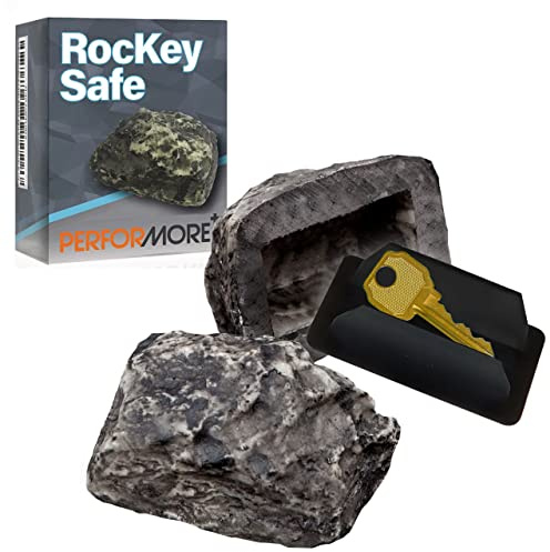 Performore Hide a Key Outside in a Fake Rock - Realistic Fake Stone with Easy-Access Loose Bottom, Hidden Safe for House Yard Garden, 3.4 x 2, Looks Like Real Stone, Weatherproof Resin, Geocaching