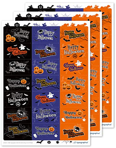 Halloween Sticker Aufkleber Deko Set 63 Stück - zum dekorieren & gestalten - 21 verschiedene Happy Halloween Motive