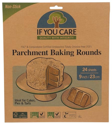 If You Care Pergamentpapier rund zum Backen von Kuchen, Kuchen, Torten - 24 Stück Kreiseinlagen - ungebleicht, chlorfrei, fettdicht, silikonbeschichtet - 9 Zoll Durchmesser