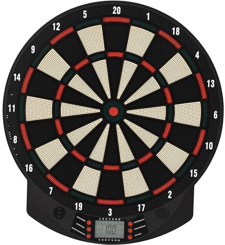 HOMCOM LCD Electronic Dartboard Set Features 26 Games w/ 185 Variations and Include 6 Darts Multi-Game Option Ready-to-Play