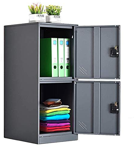 MECOLOR Armadietto verticale singolo con lucchetto a 2 o 3 scomparti per dipendenti, casa, ufficio, scuola, bambini (bianco pieno, P2V) (grigio, P2V)