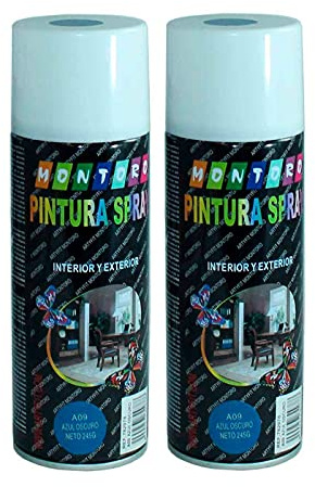 Montoro - Pack 2 Botes de Pintura en Spray Azul Oscuro A09 400 ml, válido para Multitud de Superficies de Interior y Exterior