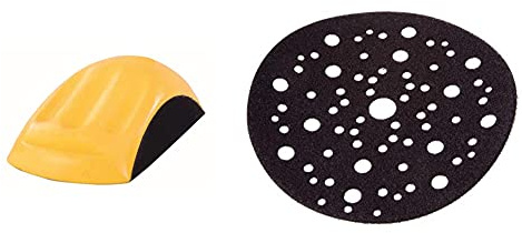Mirka Handschleifblock mit Klett I Handschleifer Schleifklotz für Ø 150mm Klett Schleifscheiben I Zum Schleifen von Holz, Spachtel, Lack & Schutzauflage Ø 150mm 67-Loch, 1 Stück
