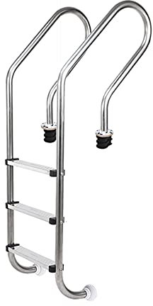 AWJ Escalera mecánica para Piscina, Escalera Antideslizante de Acero Inoxidable 304, Apta para escaleras mecánicas submarinas con Profundidad de Piscina de 100-130 cm, incrustado/Plata / 50 cm (