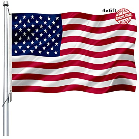 Banderas estadounidenses para exteriores de 4 x 6 pulgadas, de doble cara, resistente, duradera, 3 capas, bandera patriótica grande de Estados Unidos/Estados Unidos, fabricada en Estados Unidos,