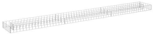 vidaXL Gabion Raised Bed-Galvanised Steel-Rectangular Garden Planter Basket-Weather- Patio Feature-Silver 270x30x10cm