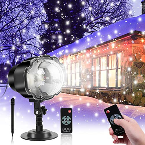 Christmas Snowflake Projector Lights Outdoor, LED Moving Snowfall Projector Light, Waterproof Decorations Landscape Projector Lamp for Xmas Halloween Holiday Party Wedding Garden Indoor,Multi colored