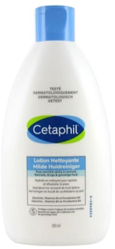 Cetaphil lozione detergente, 200ml, lozione detergente viso e corpo, pelli sensibili secche a normali, Niacinamide, Pantenolo e Gincerina idratante, senza sapone