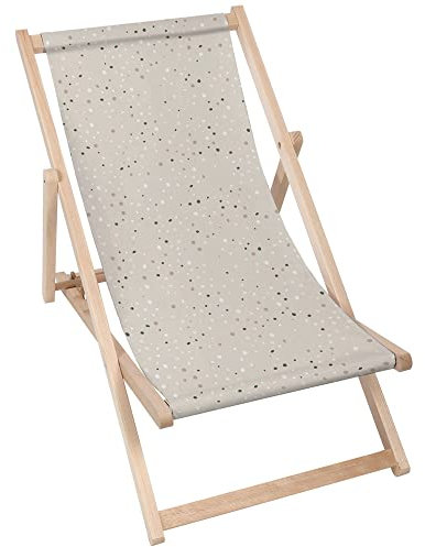 DreamRoots Liegestuhl Klappbar Holz aus Buchenholz, bis 130 kg belastbar, 3-Fach verstellbare Rückenlehne, waschbarer Polyesterbezug