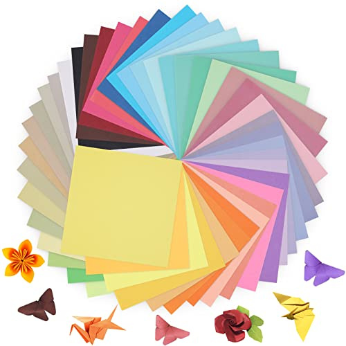 Kyteazr Carta per origami, 50 colori, 100 fogli, 15 x 15 cm, 80 g/㎡, kit per origami a colori su entrambi i lati, per artigianato e arte, consente una piegatura facile e intricata