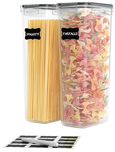 Anlayliay Airtight Tall Food Storage Container Set, 2Pcs 2.8L Spaghetti Containers for Pantry Organization and Storage