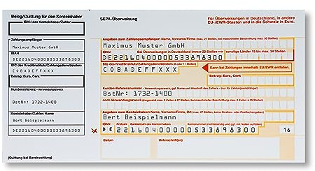 Litfax SEPA Überweisungsträger mit personalisiertem Überweisungsvordruck, 100 Stück – DIN LANG mit Quittungs-Talon, 1-fach ohne Durchschlag, Leicht zu trennen - Bankneutral in Deutschland