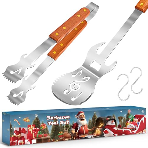 AIHAOYU 5-in-1 Grillspachtel für Barbecue Grill,Multifunktion 2 Stück Grill Werkzeug Sets mit Metall Spatel und Zange,Einzigartige Grillen Grillwerkzeuge Geschenke für Männer