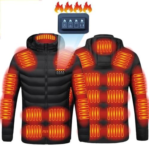 Abrigo con Capucha y Calefacción, 21 Zonas, Chaqueta USB para Hombres y Mujeres, Chaleco Cálido para Pesca, Motocicleta