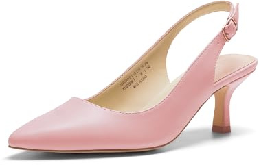 DREAM PAIRS Women's Kitten Heel Slingback Pointed Closed Toe Low Stiletto Heels Dress Bridal Elegant Wedding Pumps Shoes,Size 6,Pink-Pu,SDPU2444W