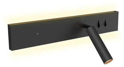 kalb I Avay Bett-Panel mit USB-C, Moderne LED Wandlampe, Flexibles Leselicht mit Lademöglichkeit, Nachtlicht für Schlafzimmer, Energiesparende USB-C Nachttischlampe & Spot schwarz (Linke Seite)