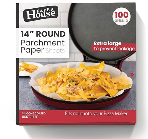PD Pack Professional Grade 14-Inch / 35.5 cm Round Parchment Circle Paper Liners (100 Pack) - Non-Stick Baking Sheets for Perfectly Golden Crusts, Flawless Pastries, and Effortless Cleanup (14 Inch)