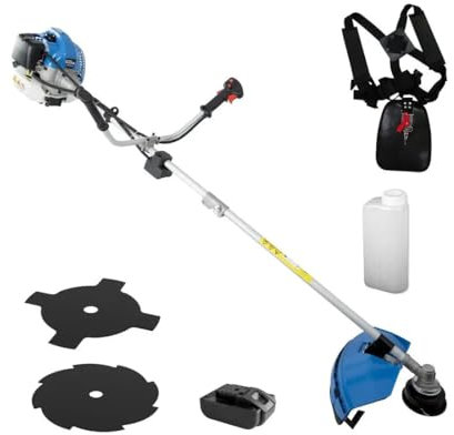 Güde Freischneider GFS 52.3E (2-Takt-Motor, 1,45/2 (kW/PS), 52 cm³ Hubraum, Schnittbreite Messerblatt/Fadenspule 25,5/44 cm, Elektrostart, inkl. Fadenspule, Wirbelblatt, Sternblatt, Tragegurt)