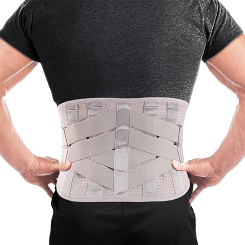 Rückenstützgürtel zur Entlastung des Unteren Rückens, Atmungsaktive Rückenbandage für Herren und Damen, Rückengurt für Arbeit und Sports B,XXL