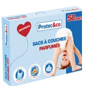 PROTEC&CO 100 Sac à couches Parfumé Opaque et Hygiénique x2 Etuis de 50 sacs (abricot)