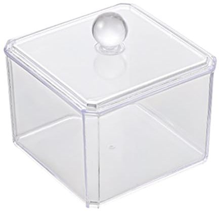 Porta batuffoli di cotone, dispenser per batuffoli di cotone, contenitore quadrato trasparente per dischetti di cotone, impilabile, organizer per cosmetici, per camera da letto, soggiorno, cucina