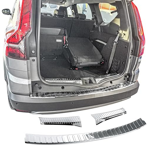 RECAMBO Ladekantenschutz Set Edelstahl kompatibel für Dacia Jogger | BJ ab 2021 - Hochglanz poliert, Chrom Look - Styling und Schutz für die Stoßstange