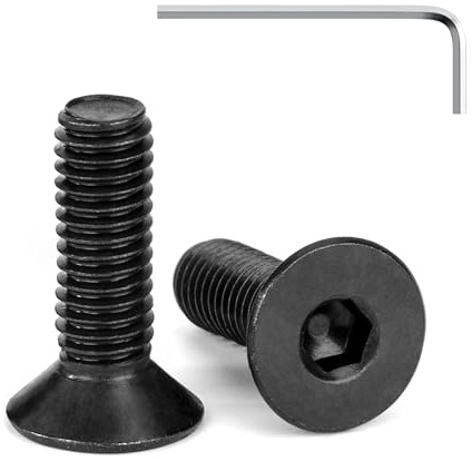 Tunejoy Vis à Tête Fraisée M6 x 20 mm à Six Pans Creux en Acier Inoxydable A2 V2A Vis à Tête Cylindrique Hexagonale avec Clé Allen Filetage Complet 20 Pièces Noir