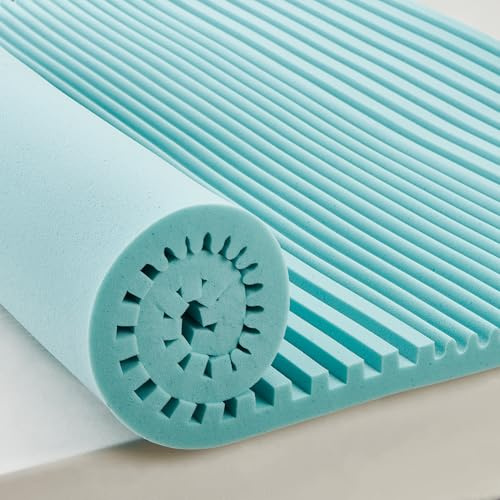 Releep 2 Inch Cooling Gel Memory Foam Mattress Topper Queen Size, 5-Zone Back Pain Relief Bed Topper, Orthopedic Pressure Relief Mattress Pad, Wave and Cube Ventilated Design, CertiPUR-US Certified