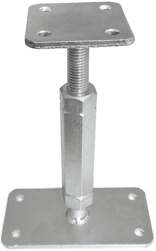 10x Pfostenträger Typ P mit Kontermutter - Höhe verstellbar 140 bis 200 mm - Stahl verzinkt