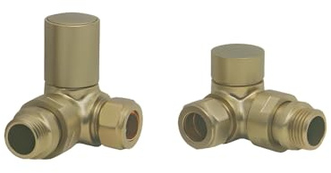 Lux Heat Corner Brushed Brass Manual Round Radiator Valve Set