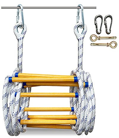 LUMSGN Échelle de Corde, échelle de Secours, échelle de Secours pour l'escalade à Domicile, échelle de sécurité pour évacuation d'incendie avec Crochet pour Enfants et adultes/15 m
