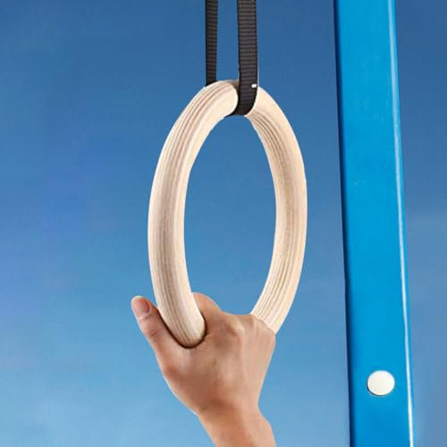 Birke Fitness Ringe, Gymnastik Trainingsring, Gymnastik Holzringe, Premium Calisthenic Ring Ganzkörper Fitness für Zuhause und Gym Workouts
