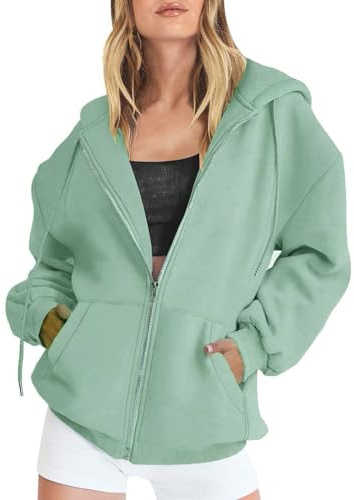 Generisch Damen-Herbstjacke, übergroßes -Sweatshirt, lässige Kordelzug-Kleidung, Reißverschluss-Trainingsjacke, einfarbig, langärmeliges Kapuzenoberteil Hoodie Sweatjacke Damen Pullover Mit Uboot