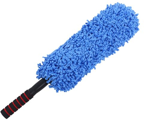 Ipetboom Plumeau Dépoussiéreur De Voiture Microfibre Bleu, Balai Nettoyage Auto Intérieur Extérieur, Brosse Douce sans Rayures pour Voiture, Outil Léger Polyvalent pour Usage Domestique Et Automobile