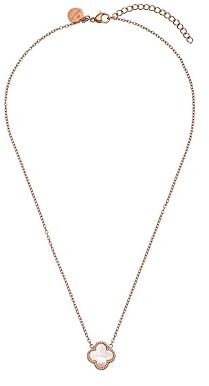 Purelei Lucky Pearl Kette – Halskette mit perlmuttfarbenem Kleeblatt-Anhänger, wasserfest & verstellbar – Edelstahl, 14K vergoldet, 18K rosévergoldet oder silberfarben (Rosegold)